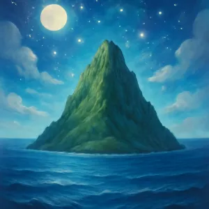 海の真ん中に高い山があった夢