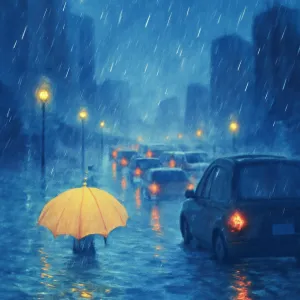 たくさんの雨が降って交通が麻痺した夢